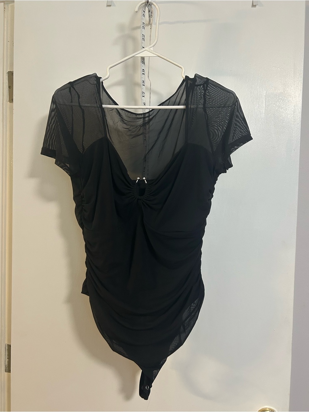 Black Mesh Short Sleeve Bodysuit